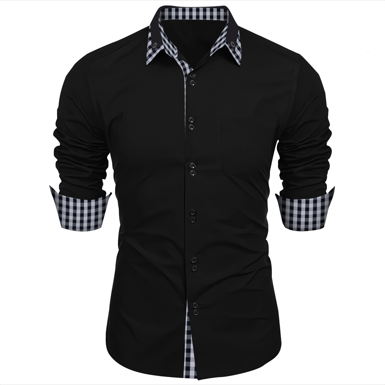 Luxury Brand Designer Clothes New Clothing Spring And Autumn Mens Fashion Plaid Color Block Business Slim Fit Casual Long Sleeve Shirt