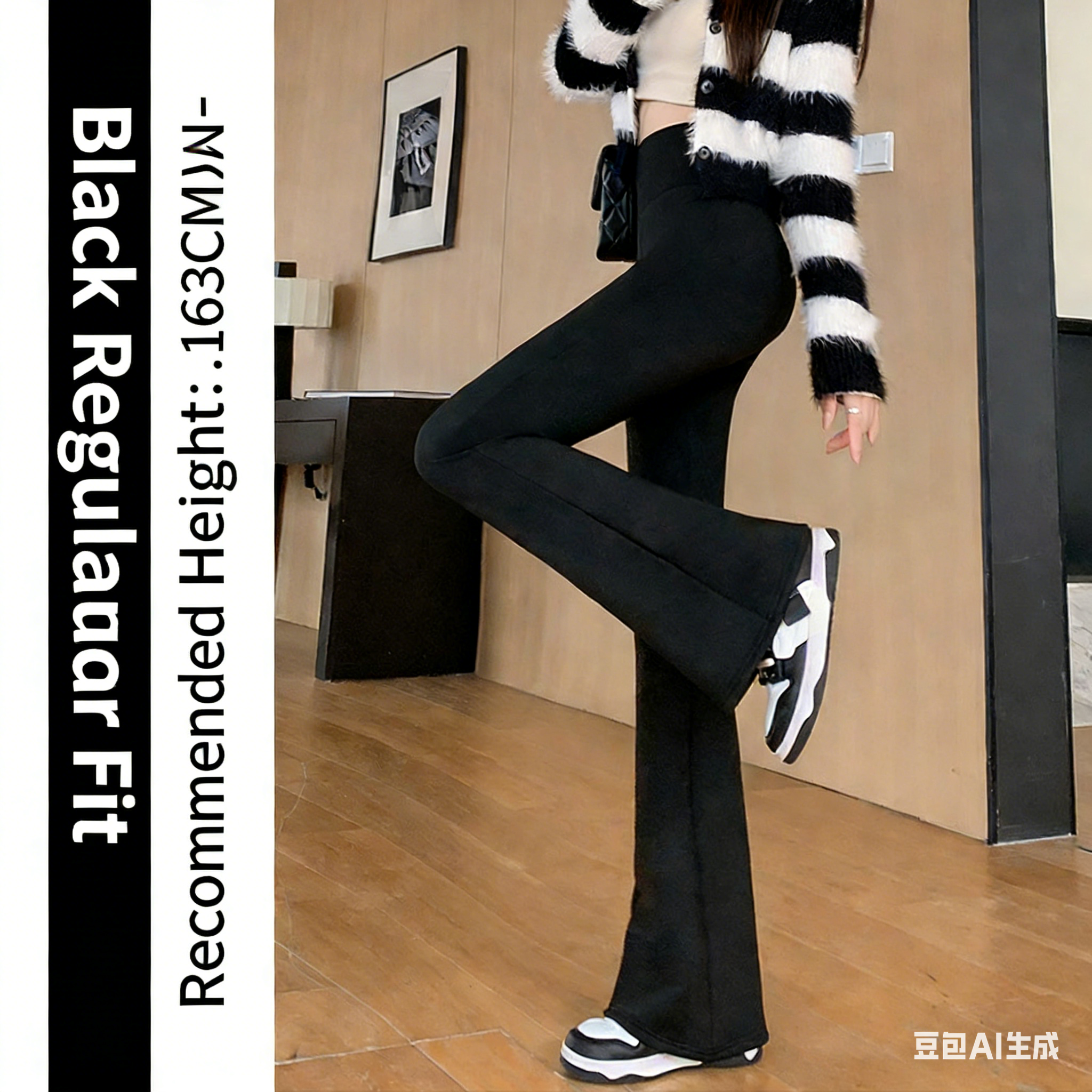 Women's Flared Shark Leggings, Spring & Winter Fleece-Lined Bootcut Pants, High-Waisted Tummy Control Yoga Pants, Slimming Wide-Leg Pants for Wor