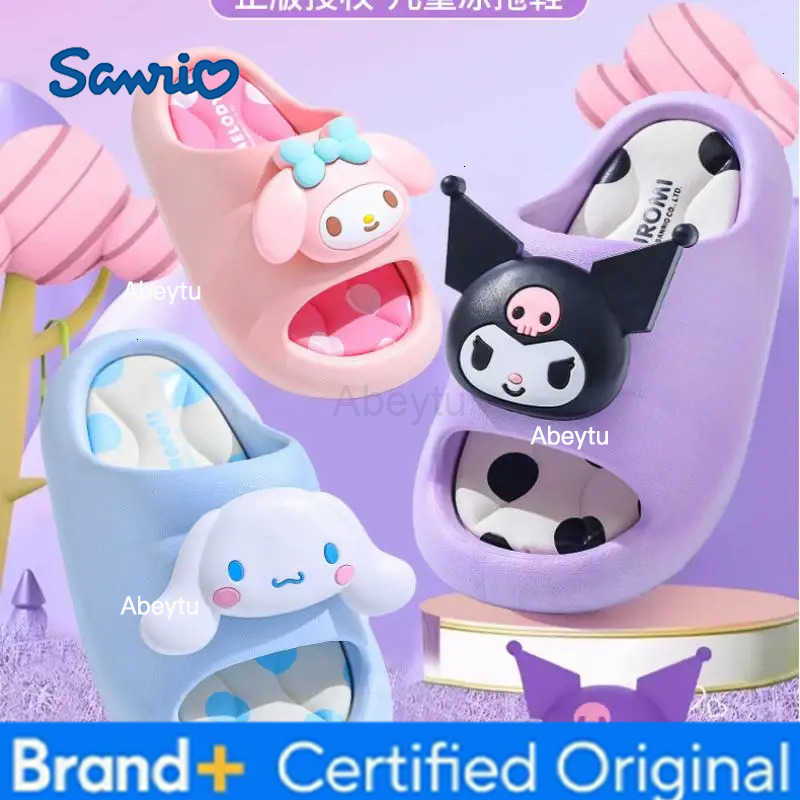 Sanrio Cartoon Anime Childrens Sandals Kuromi Cinnamoroll Hello Kitty New Kawaii Bathroom Shoes Girls Fashion Slippers Comfort H251230