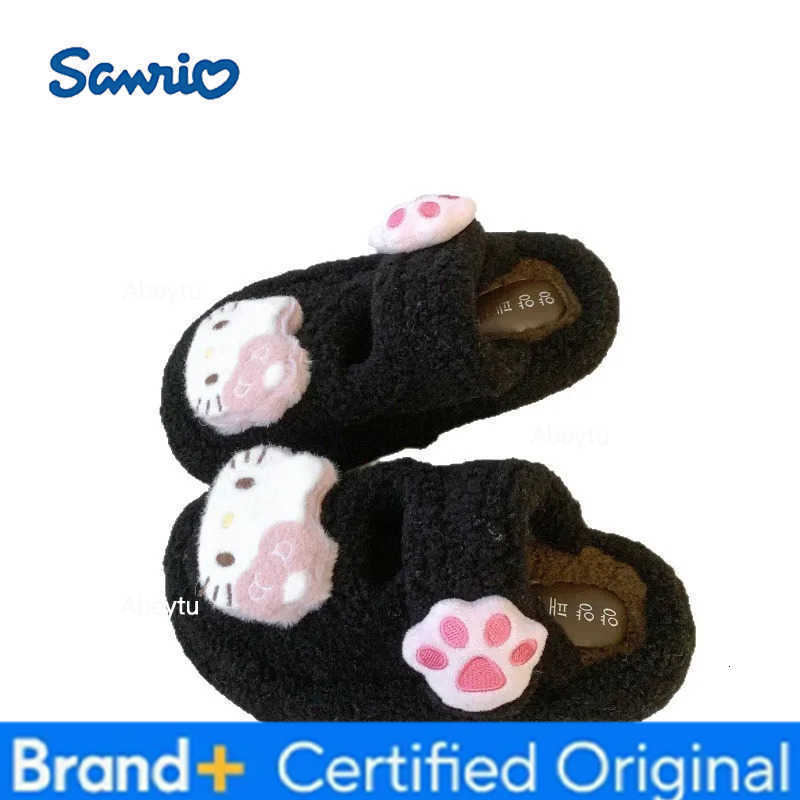 Sanrio Ins Hello Kittys Cotton Slippers for Girl Kuromi Sanrios Cute Parent-Child Fur Slippers New Autumn Winter Kawaii Home Shoes H251230