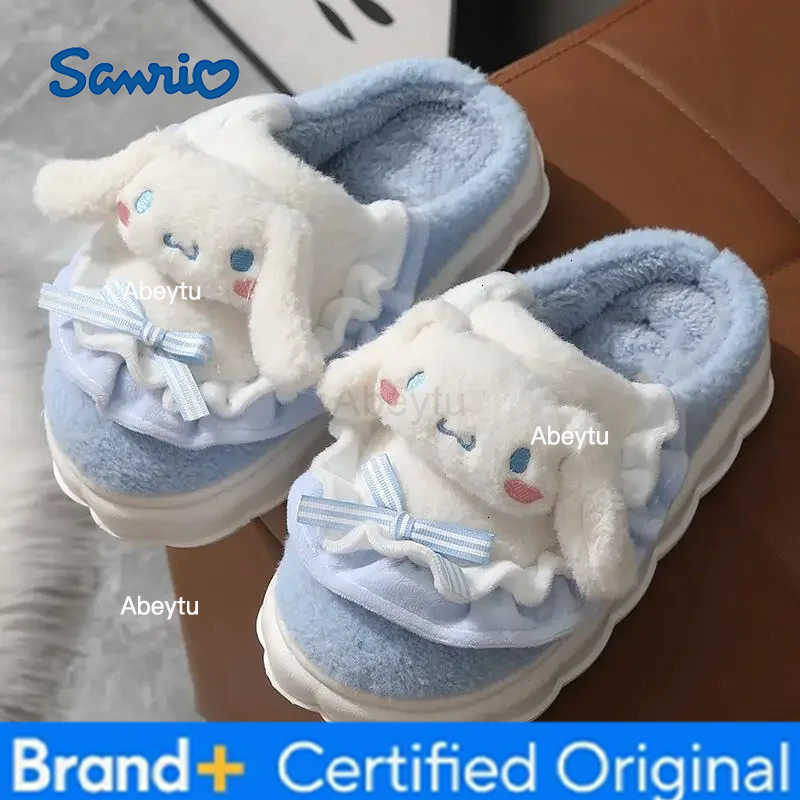 Sanrio Slippers Cartoon Hello Kitty My Melody Kuromi Cinnamoroll Autumn and Winter Warm Cotton Soft Home Shoes Holiday Gifts H251230