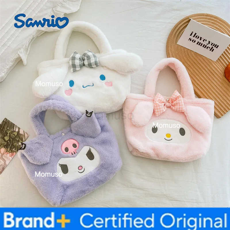 Sanrio 1pc Plush Bag Kawaii Kuromi Cinnamoroll Melody Cartoon Anime Handbag Crossbody Cosmetic Travel shopping Bags Women Girls H251230