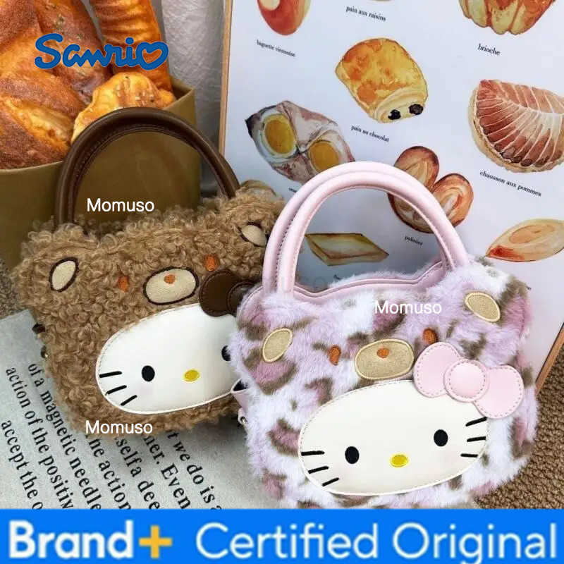 Sanrio Hot Storage Bag Hello Kitty Kawaii Anime Fashion Leopard Print One-Shoulder Crossbody Sweet Bow Versatile Handbag New H251230