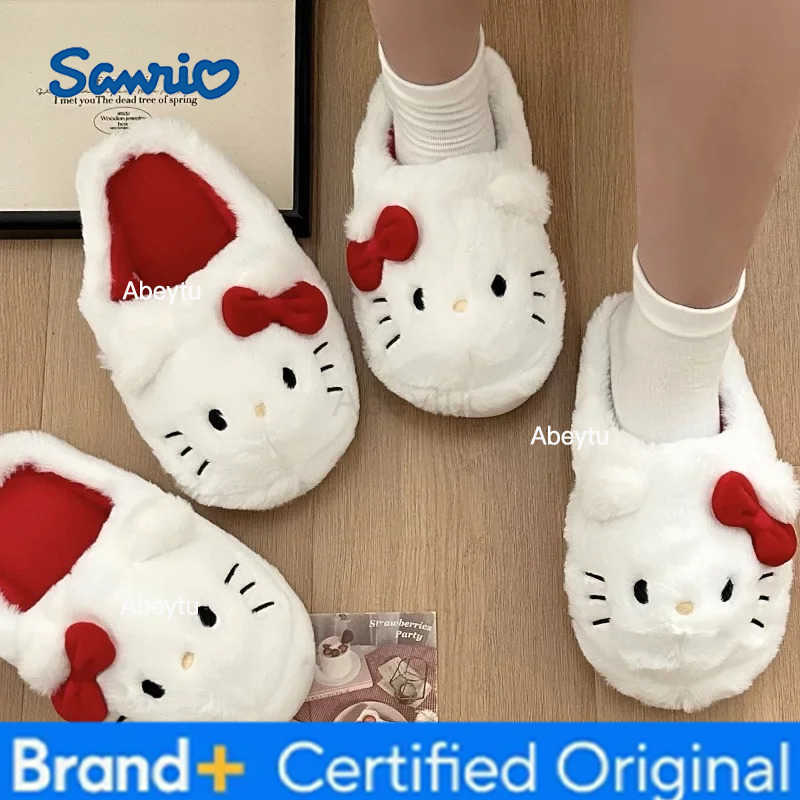 Sanrio Plush Slippers Hello Kitty Kawaii Cute Student Autumn Winter Bedroom Soft Padded Plush Bedroom Aldult Shoes Girls Xmas H251230