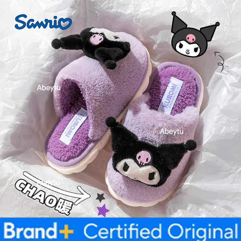 Sanrio Hellokitty Melody Kuromi Cinnamoroll Cartoon Autumn Winter Thick Anti Slip Slippers Comfortable Home Indoor Shoes Practical Gift H25123011