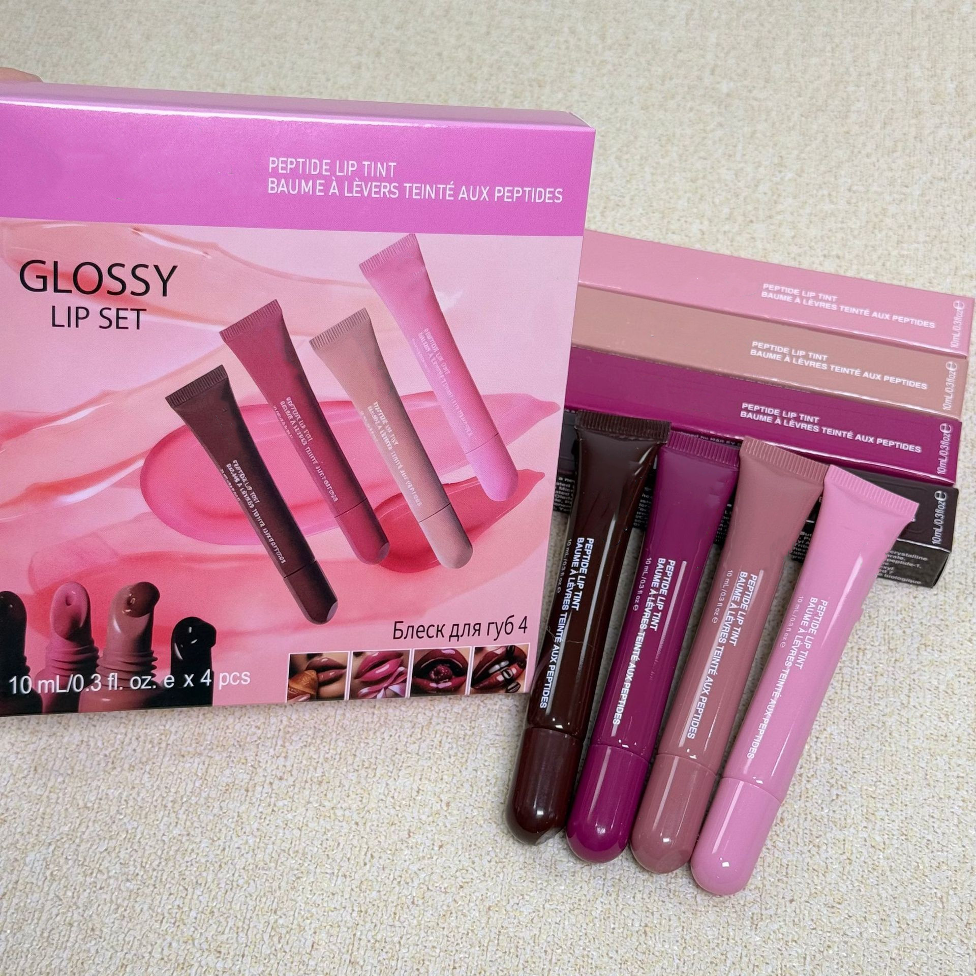 Lip balm Makeup 4pcs*10ML Gift Set Moisturizer Natural lipgloss hydrate and soothe dry lips lipstick Set Cosmetics
