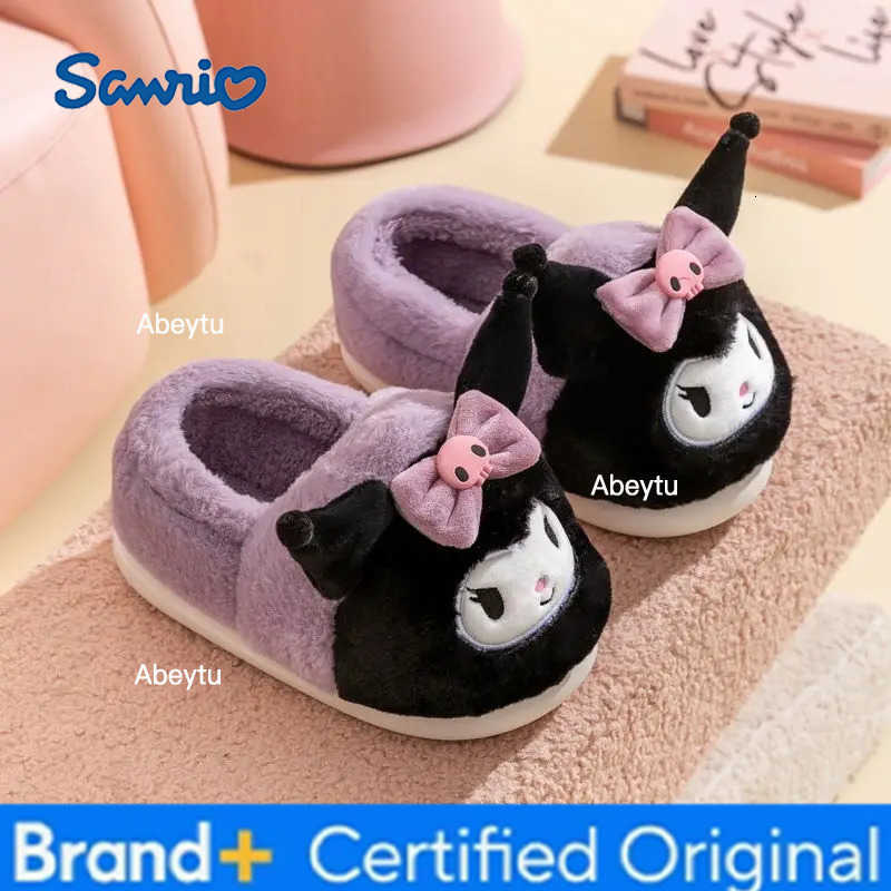 Sanrio Hello Kitty Cotton Slippers Kuromi Cinnamoroll Children Girls Package Home Shoes Cute Cartoon Melody Anti-Slip Warm Shoes H251230