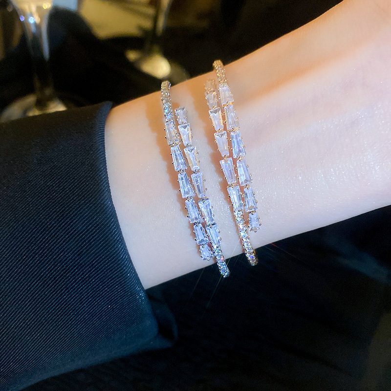 Super Shiny Zircon Light Luxury Round Bracelet Fashion Open Bangle Full Diamond Elegant High-end Feel Women's Wholesale - view 4