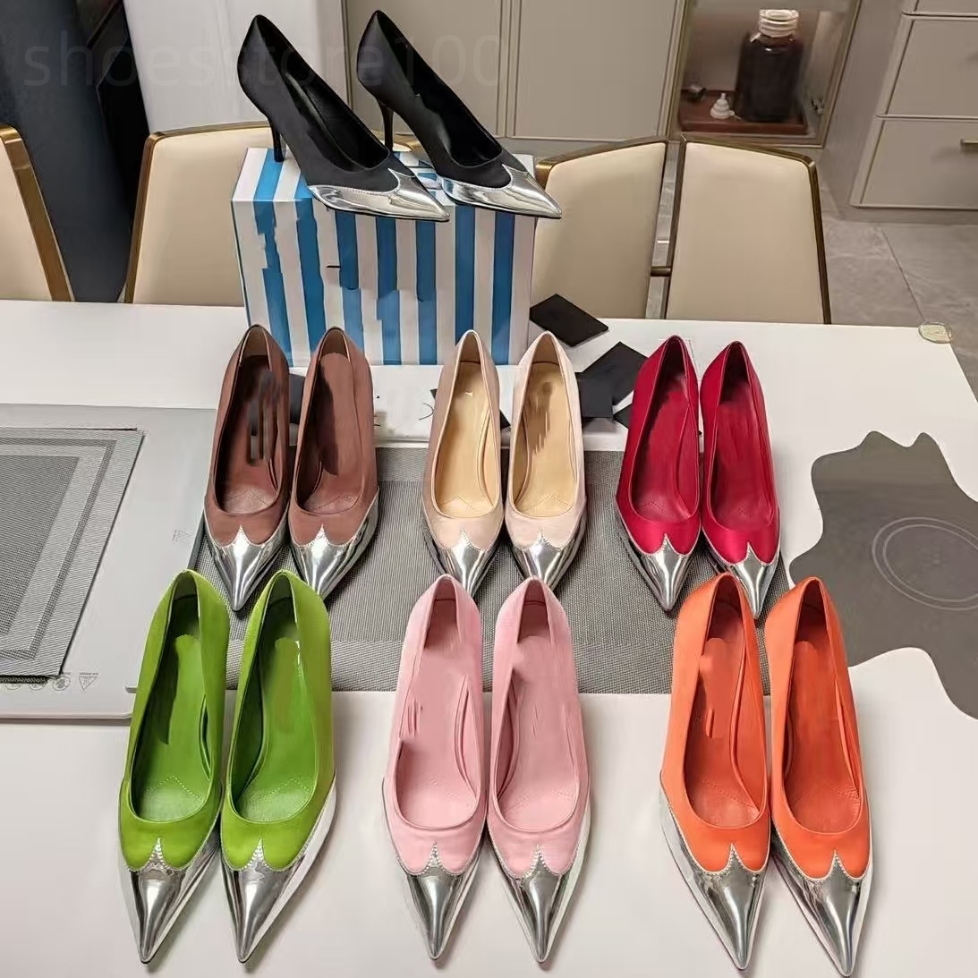 Top New Lacquer Leather Pointed Women's High Heels 10cm Special Shaped Heel Sexy Fashion Evening Dress Shoes Luxury Designer Versatile Style Formal Shoes With box