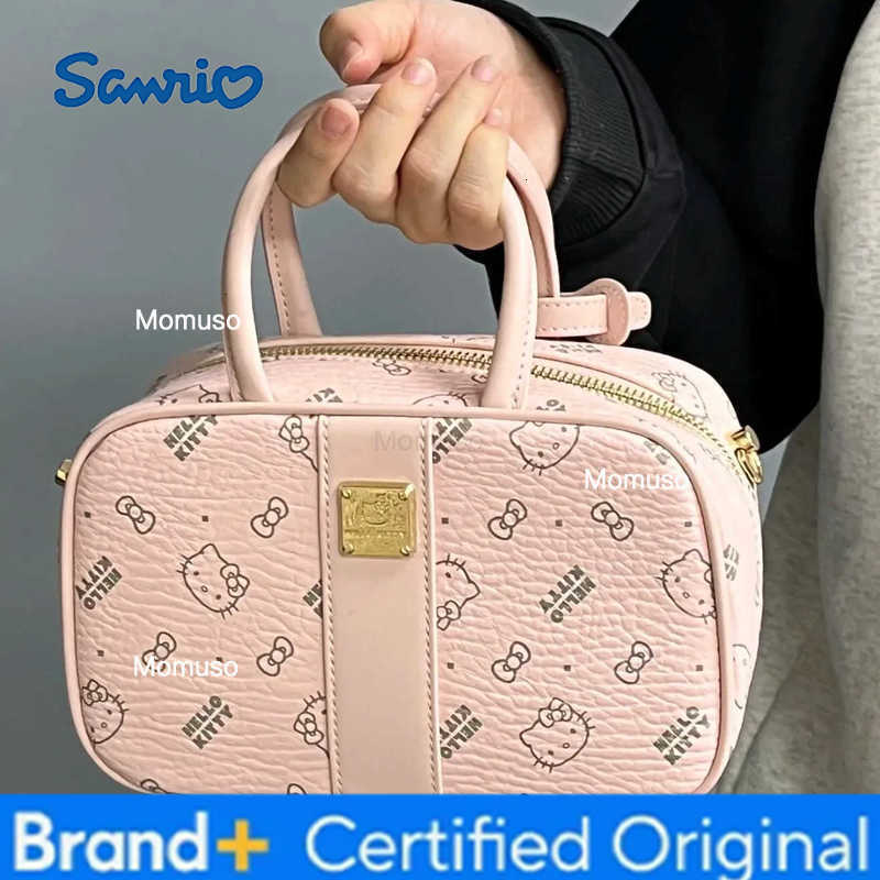 Sanrio Kawaii Hello Kitty Cartoon Printed Fashionable Versatile Bowling Handbag Anime Girls Heart Cute High-End Shoulder Bag H251230