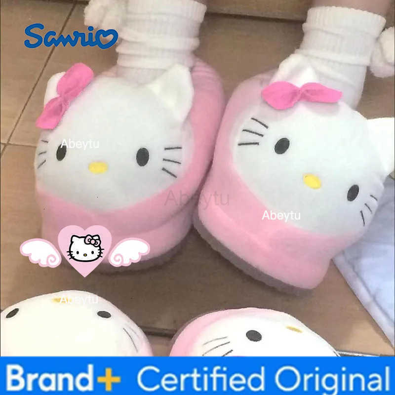 Sanrio Kawaii Hello Kittys Cotton Slipper Anime Sanrios Autumn Winter Home Indoor Shoes Girls Women Plush Slipper Warm Birthday Gift H251230