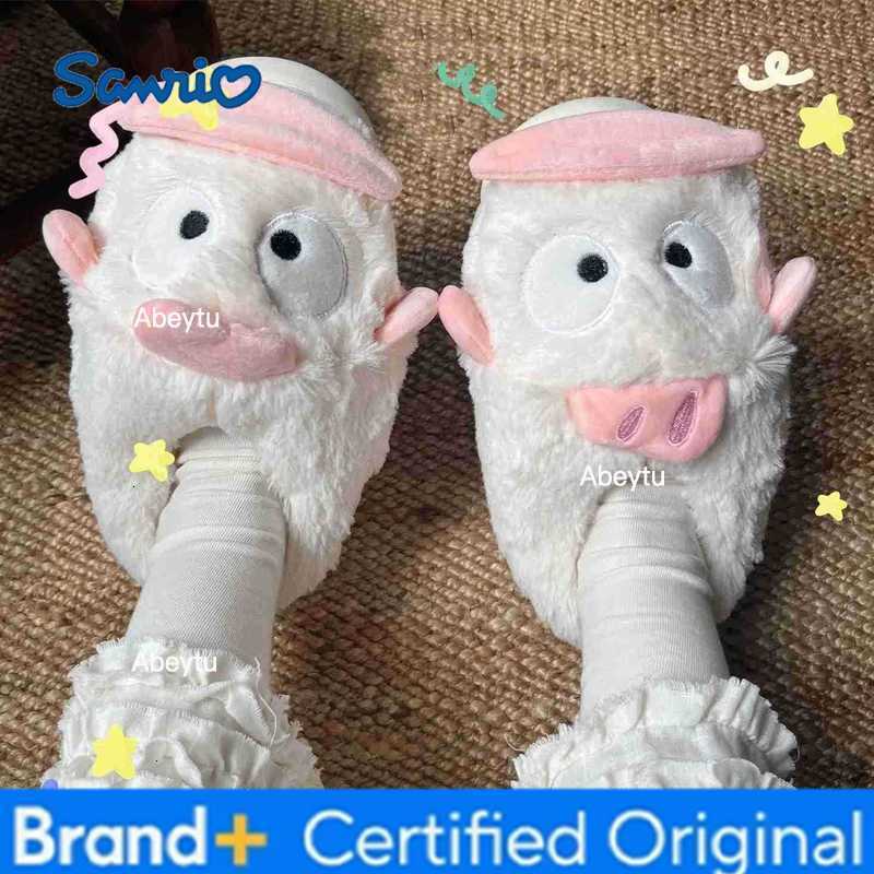 Sanrio Cartoon Hangyodon Plush Slippers Women Cute Home Anti Slip Cartoon Cute Winter Girls Soft Keep Warm Home Indoor Cotton Shoes H251230