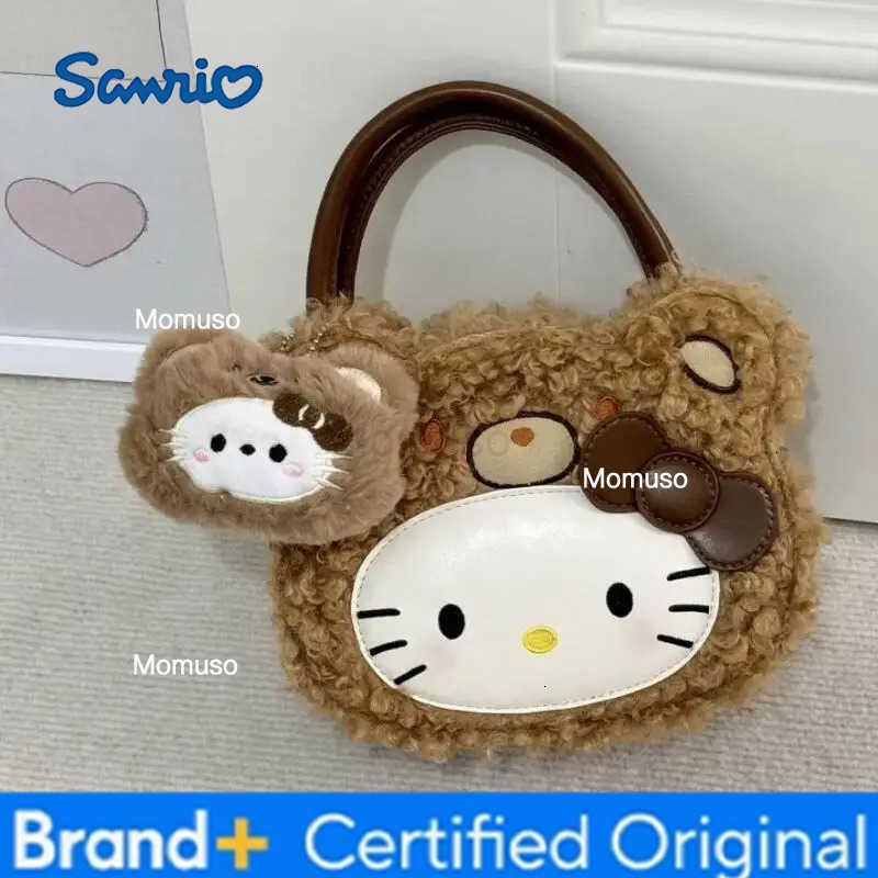 Sanrio Kawaii Hello Kitty Storage Bag Leopard Print Plush New Cute Mini Shoulder Bag Hot Cartoon Large Capacity Portable Handbag H251230