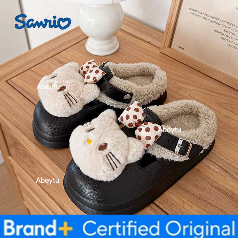 Sanrio Autumn Winter Hello Kitty Slippers For Women Plush Kawaii Cute Home Warm Cotton Slippers Cartoon Home Indoor Shoes Gifts H251230