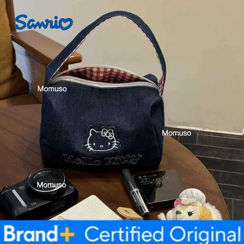 Sanrio Hello Kitty Embroidery Cosmetic Bags Anime Handbags Cartoon Tote Large Capacity Clutch Bag Travel Organizer Satchel Gifts H251230
