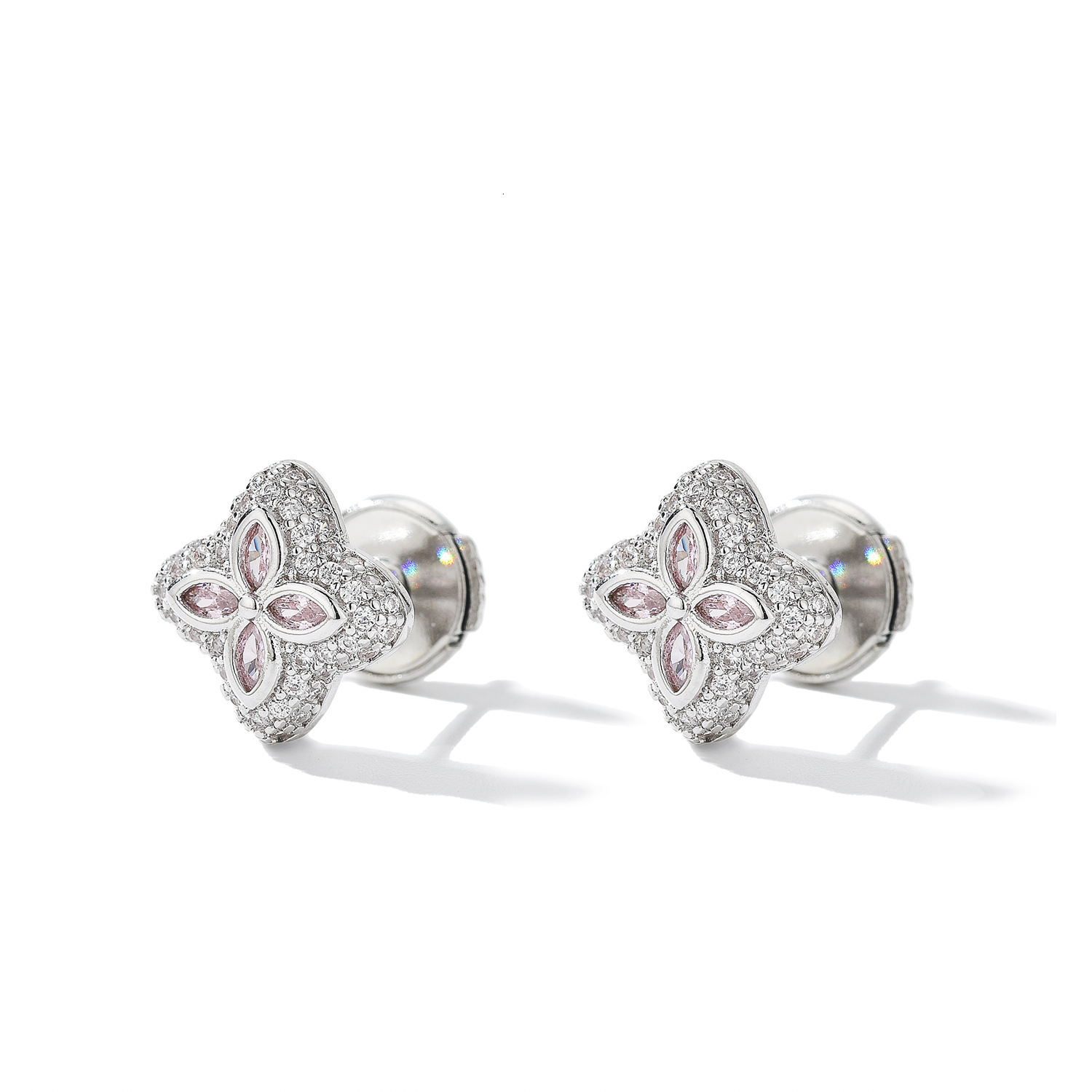 Luxury Brand Designer Jewelry Hip-Hop Four-Leaf Clover Earrings Copper Inlaid Zircon 925 Sterling Silver Needle Simple Earrings High-End Trendy Unisex