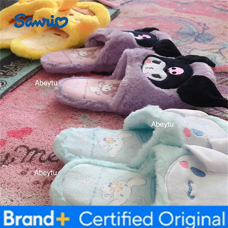 Sanrio Anime Slippers Japanese Style Indoor Slippers Home Shoes Floor Slippers Flat Non-slip Girl Kuromier Printing Pink Purple Gifts H251230