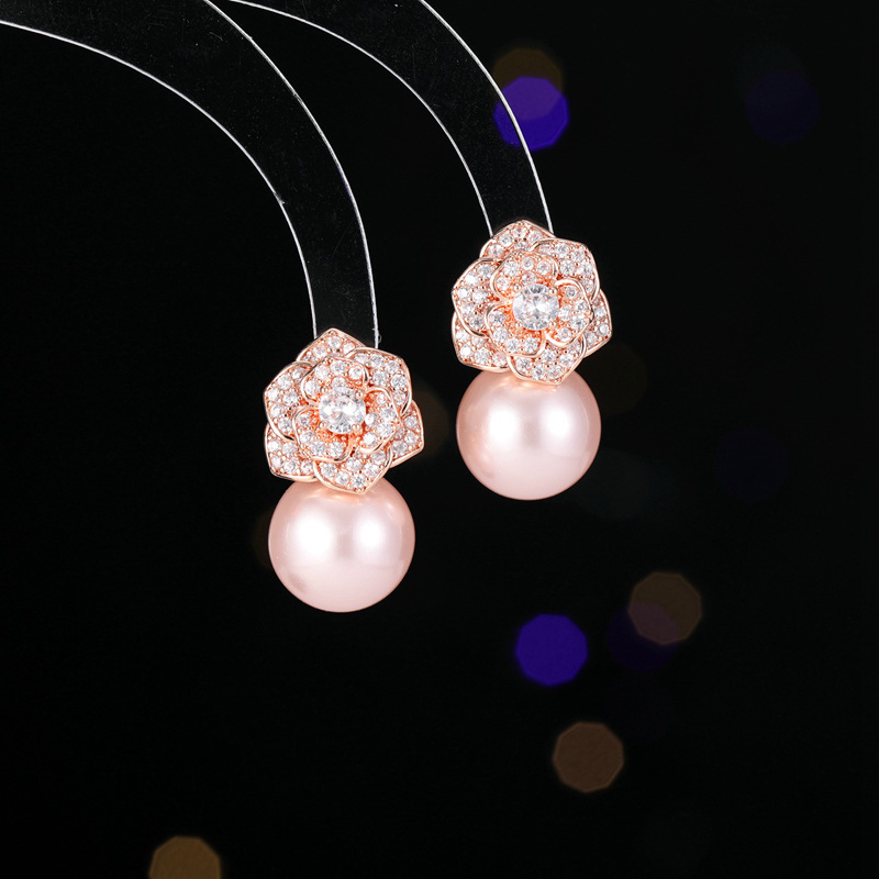 Luxury Brand Designer Jewelry Korean And Japanese New Style Earrings For Women, Elegant And Unique 925 Silver Needle Micro Pave Zircon Pearl Stud Earr