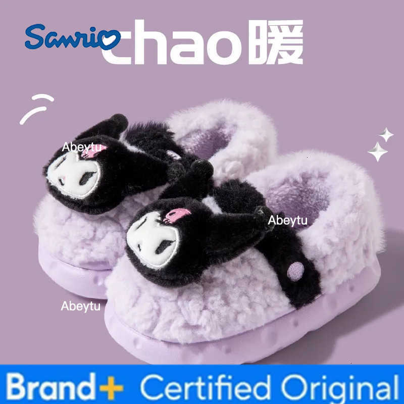 Sanrio Winter Toe Wrap Warm Cotton Slippers Thick Soft Fashion Kawaii Home Shoes Men Women Indoor Floor Flat Home Anime Figure Shoes H251230