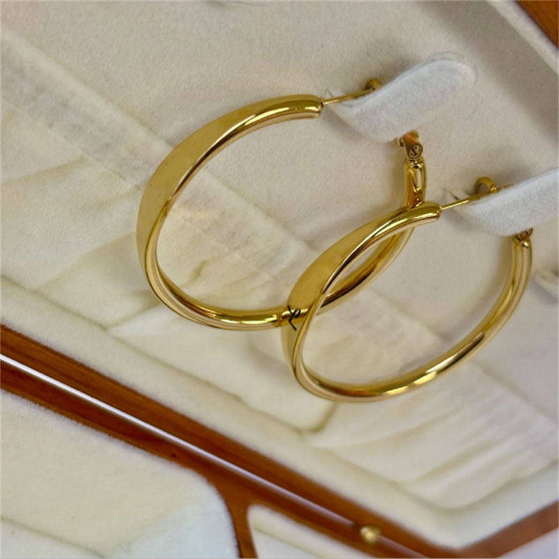 Gold Hoop Earrings for Women Hypoallergenic Hoop Earrings Stainless steel letter large circle Ear brace