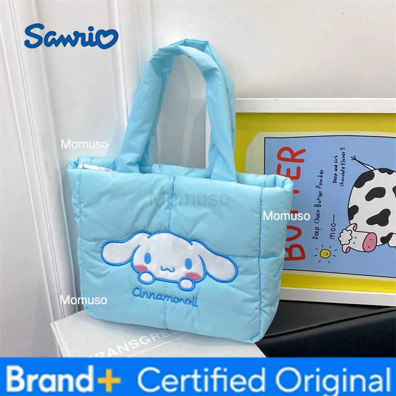 Sanrio Cinnamoroll Down Cloth Handbag Cartoon Cute Handbag Casual Autumn and Winter Fashion The Tote Bags Single Shoulder Bags H251230