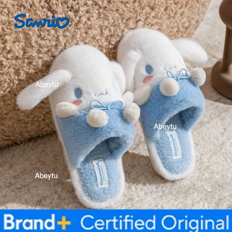 Sanrio Kids Slippers House Shoes Cartoon Kuromi Open Toe Winter Shoes For Girls Warm Anti-slip Pink Blue Shoes Size 36-41 H251230