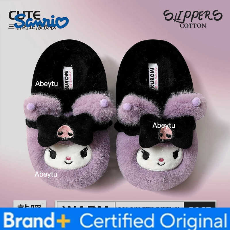 Sanrio Kuromi Melody Cotton Slippers Home Thick Bottom Warm Soft Comfortable Cotton Slippers Outdoor Couple Shoe Anime Peripheral Gifts H251230