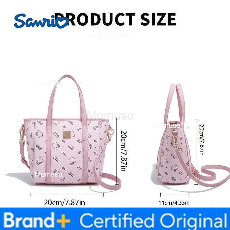 Sanrio MINISO Hello Kitty Tote Basket Bag Pink Leather Womens Handbag Large Capacity Kawaii Crossbody Shoulder Bag For Women H251230