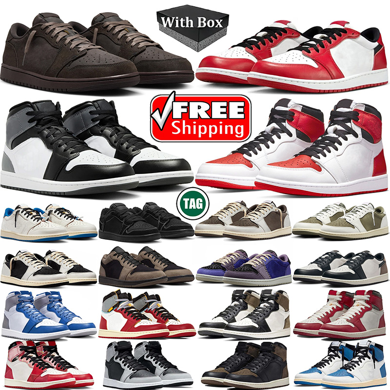 free shipping designer 1s basketball shoes women mens trainers Low 1 Fragment Reverse Mocha Black Phantom Velvet Brown outdoor sneaker