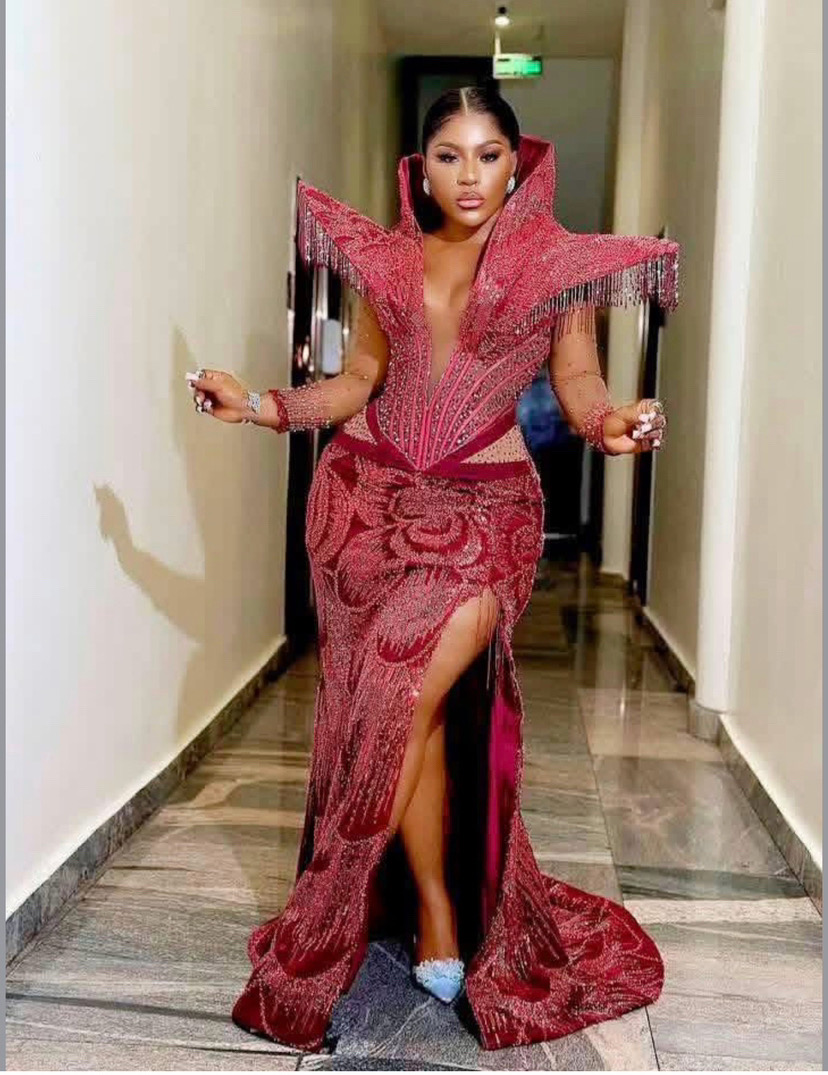 2026 Nigerian Aso Ebi Mermaid Burgundy Prom Dresses Beaded Crystals Evening Formal Party Second Birthday Engagement Reception Gowns Dress For Special 
