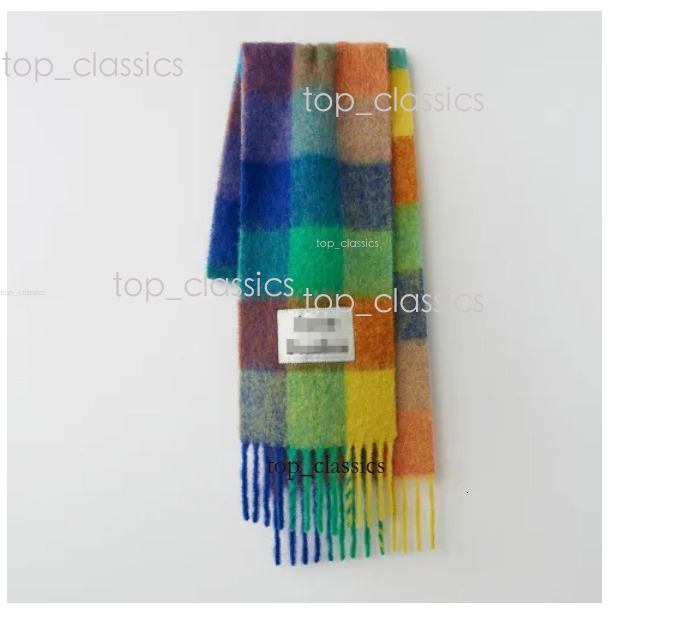 2025 AAA Acnes Warm Classic Women's Alpaca Rainbow Acnes Designer Double Sided Large Check Warm Shawl Outdoor Luxury Scarf acb