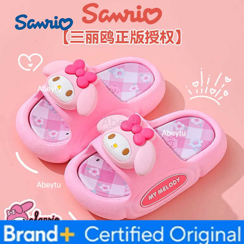 Sanrio Childrens Spring/summer Slippers Kawaii Hello Kitty Cartoon My Melody Kuromi Soft-Soled Non-Slip Beach Sandals Girl Gift H251230
