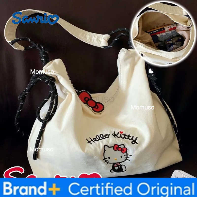 Sanrio Hello Kitty Canvas Bag Multi-functional Shoulder Bag Portable Large Capacity Storage Student Class Commuter Bags Gifts H251230
