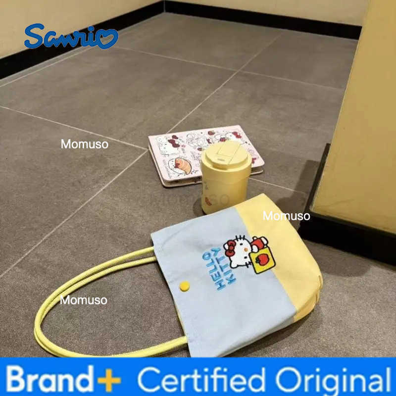 Sanrio Cute Hello Kitty Tote Bag Large Capacity Fashion Sweet Handbag Cartoon Canvas Bag Women Summer Travel Street Shopping Bag H251230