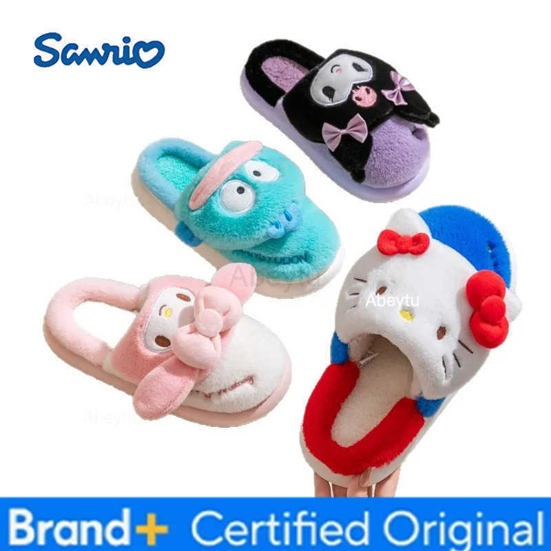 Sanrio KidsSlippers House Shoes Cotton Cartoon Kuromi Winter Shoes For Girls Warm Anti-slip Soft Bottom Blue Pink Shoes Size 28-41 H251230