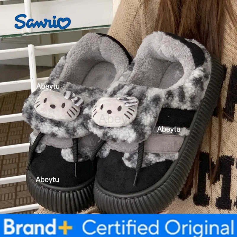 Sanrio Hello Kitty Anime Cartoon WomenS Sneakers Autumn Winter Warm Comfortable Casual Shoes Kawaii Girls Velvet Cotton Shoes Slippers H251230