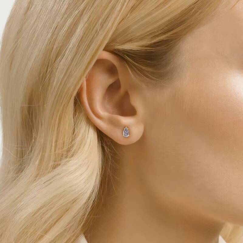 Queensun 18K White Gold 2-5 Carat Lab Grown Diamond Drop Earrings Pear Cut Mens Womens