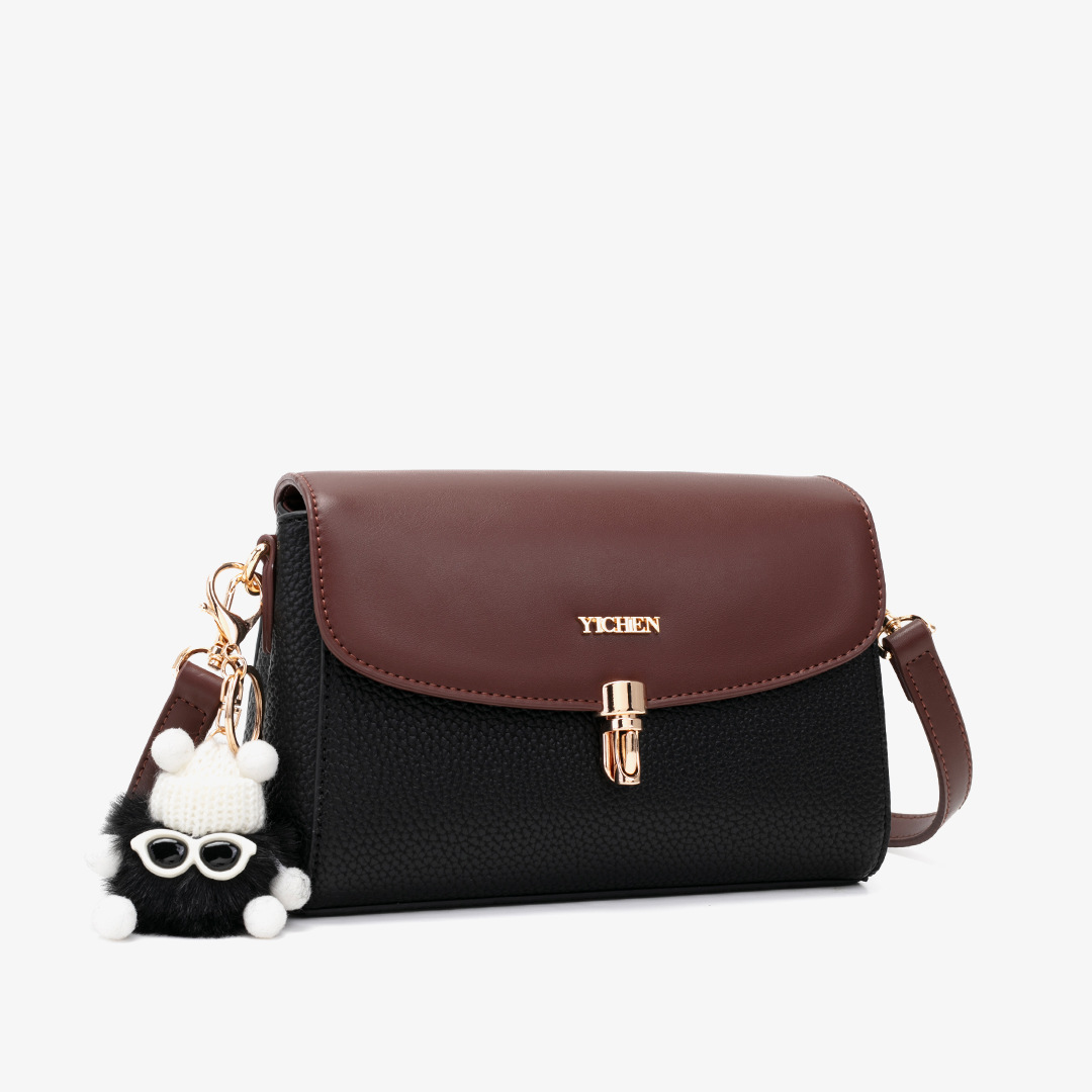 YICHEN new shipping light luxury small square retro classic color blocked cross body bag with free hanging accessories