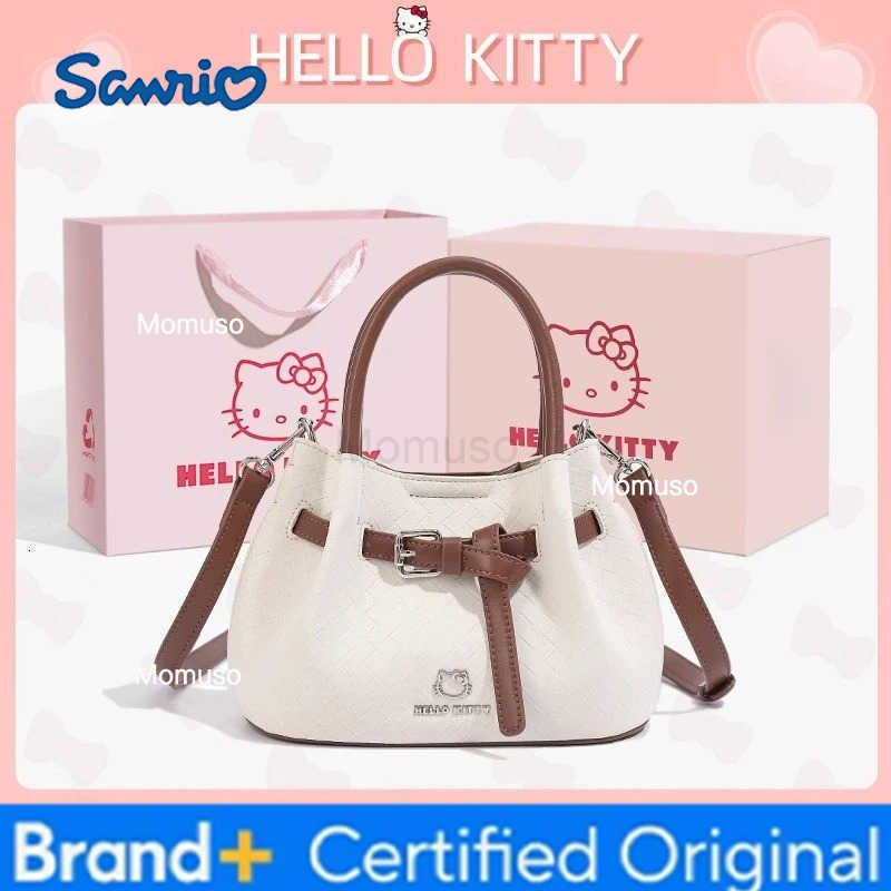 Sanrio Kawaii Hello Kitty Bag Anime Girl Fashion Versatile Bucket Bag Cortex Waterproof Single Shoulder Crossbody Bag Festival Gift New H251230