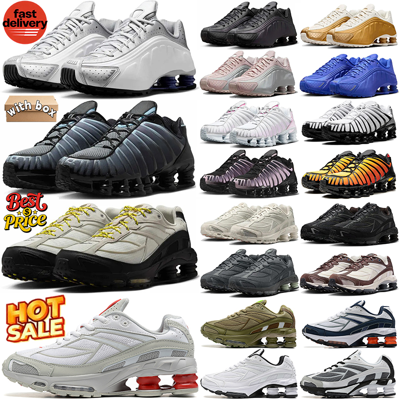 With box shoxs tl r4 nz ride 2 running shoes designer sneakers racer blue triple black cool grey bred thunder storm obsidian volt mens trainers outdoor tennis