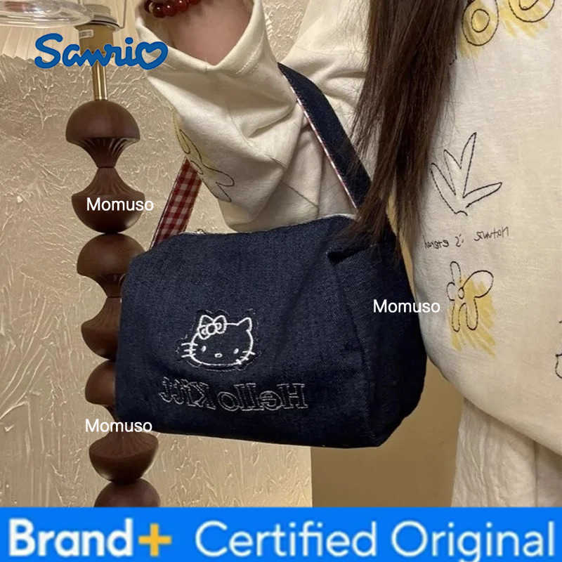 Sanrio Hello Kitty Embroidery Cosmetic Bags Anime Handbags Cartoon Tote Large Capacity Clutch Bag Travel Organizer Satchel Gifts H251230