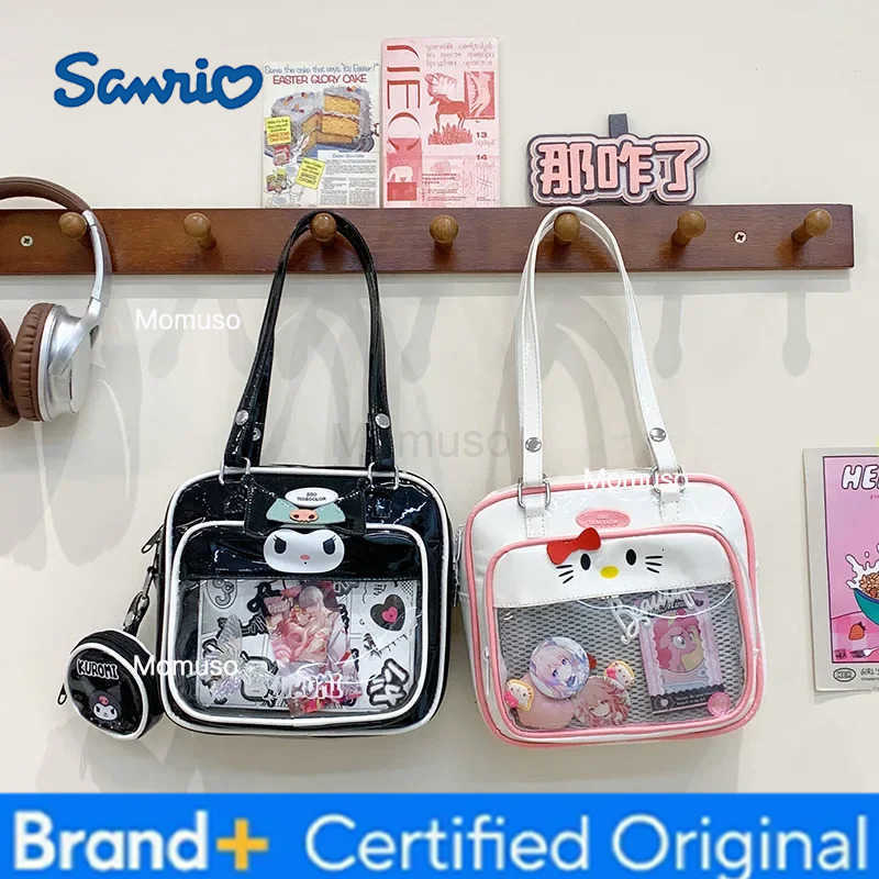 Sanrio Kuromi Hello Kittys One-Shoulder Handbag New Cute Cartoon Bags for Woman College Style Girl Printing Large Capacity H251230