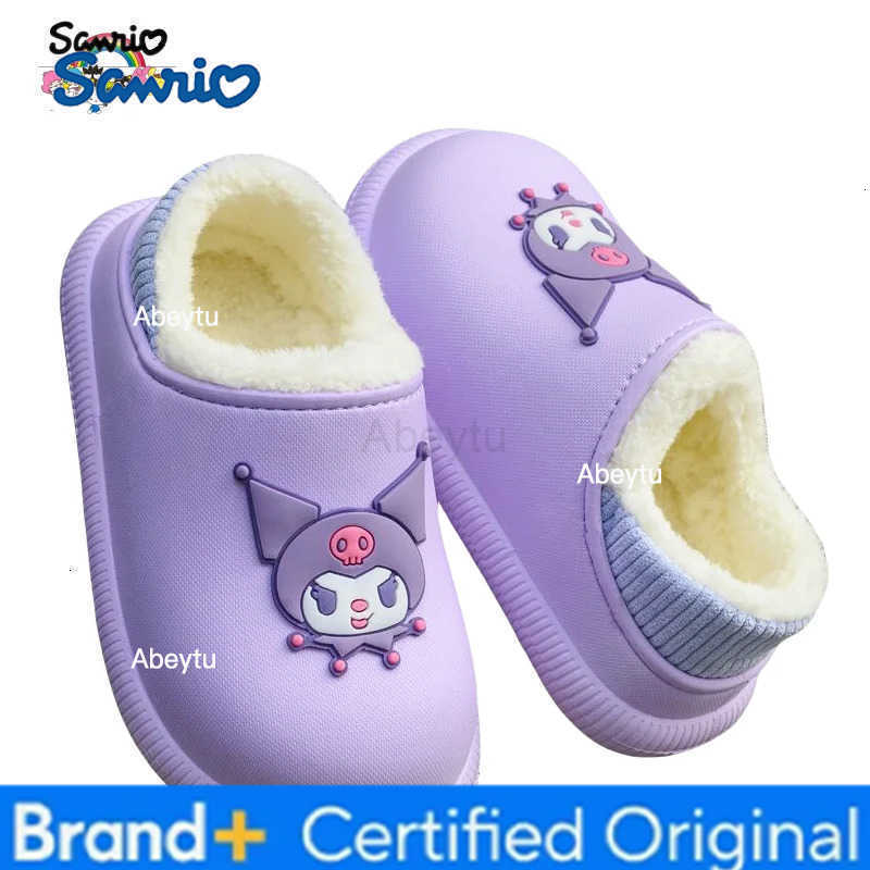 Sanrio kuromi cartoon slippers cute Cinnamoroll My melody girls home waterproof soft comfortable autumn and winter warm cotton shoes H251230