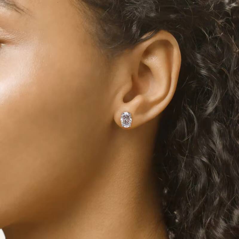 Queensun 1 Carat GIA IGI Certified Lab-Grown Diamond Drop Earrings 18K Yellow Gold Oval Cut for Engagement Wedding Parties Gift