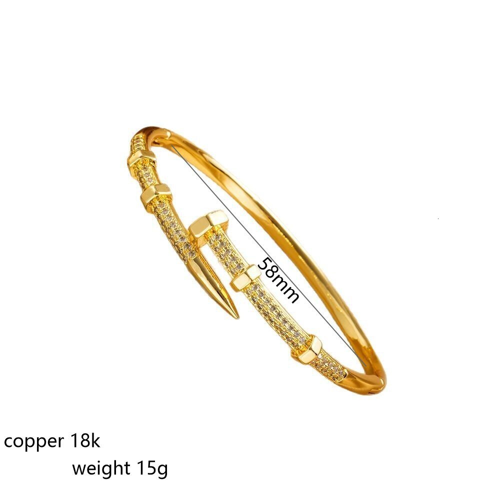Luxury Brand Designer Jewelry 2024 Hot Selling Kajia Nail Bracelet With Zircon Inlay For Women, Korean Fashion Versatile Full Diamond Bracelet Jewelry