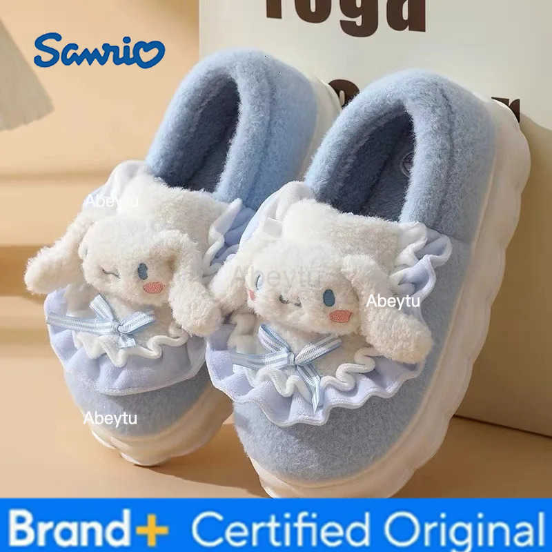 Sanrio Kids Slippers House Shoes Cartoon Cute Winter Shoes For Girls Warm Anti-slip Soft Bottom Pink Pruple Shoes Size 36-41 H251230