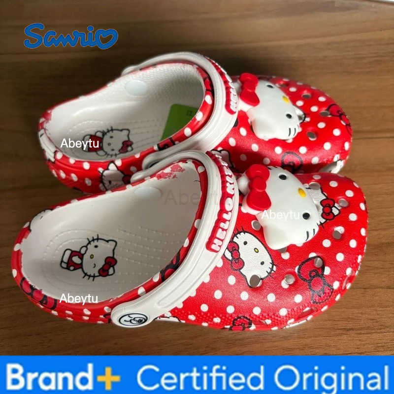 Sanrio 2025 KT Cat Cartoon ChildrenS Hole Shoes For Boys And Girls Beach Toe Caps Slippers Big ChildrenS Summer Fashion Sandals Gift H251230
