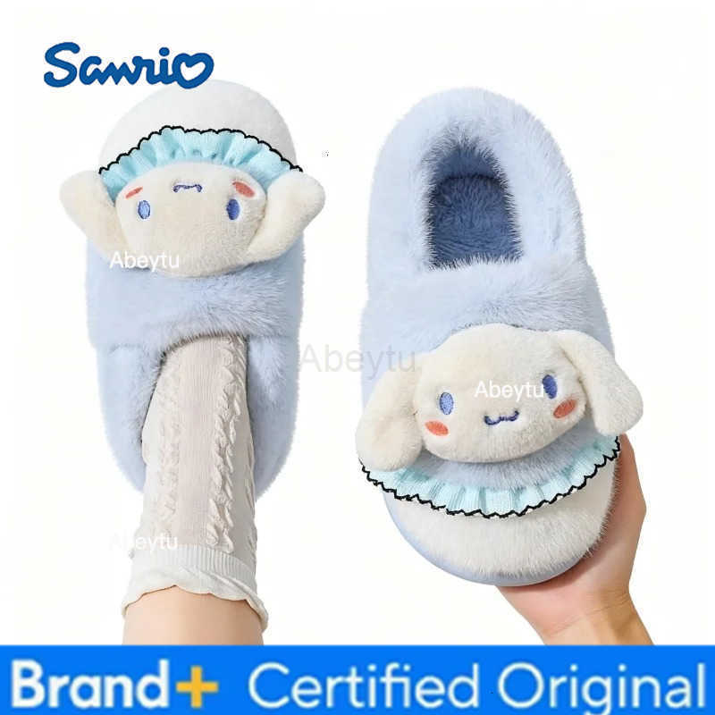 Sanrio Kids Slippers House Shoes Cartoon Kuromi With Heel Cover Winter Shoes For Girls Warm Anti-slip Pink Pruple Shoes Size 35-41 H251230