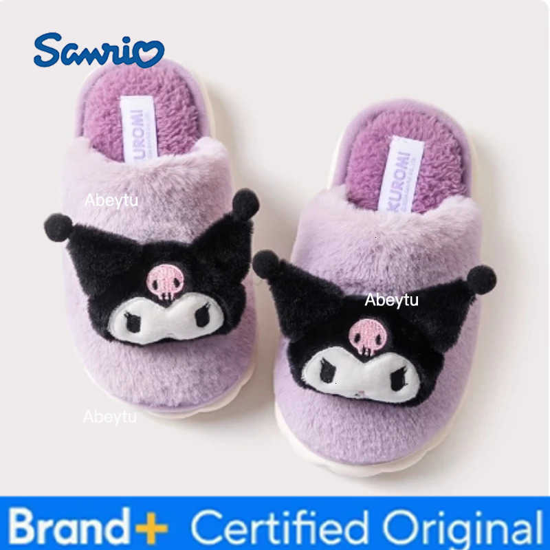 Sanrio Cartoon Cute Kt Cat Melody Kuromi Cinnamoroll Autumn Winter Thick Bottom Anti Slip Slippers Home Indoor Shoes Exquisite Gifts H2512301