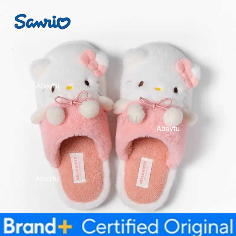 Sanrio New Cinnamoroll Kuromi My Melody Anime Kawaii Girls Cotton Slippers Cartoon Cute Soft Warm Indoor Non-slip Sandals Flat Shoes H251230
